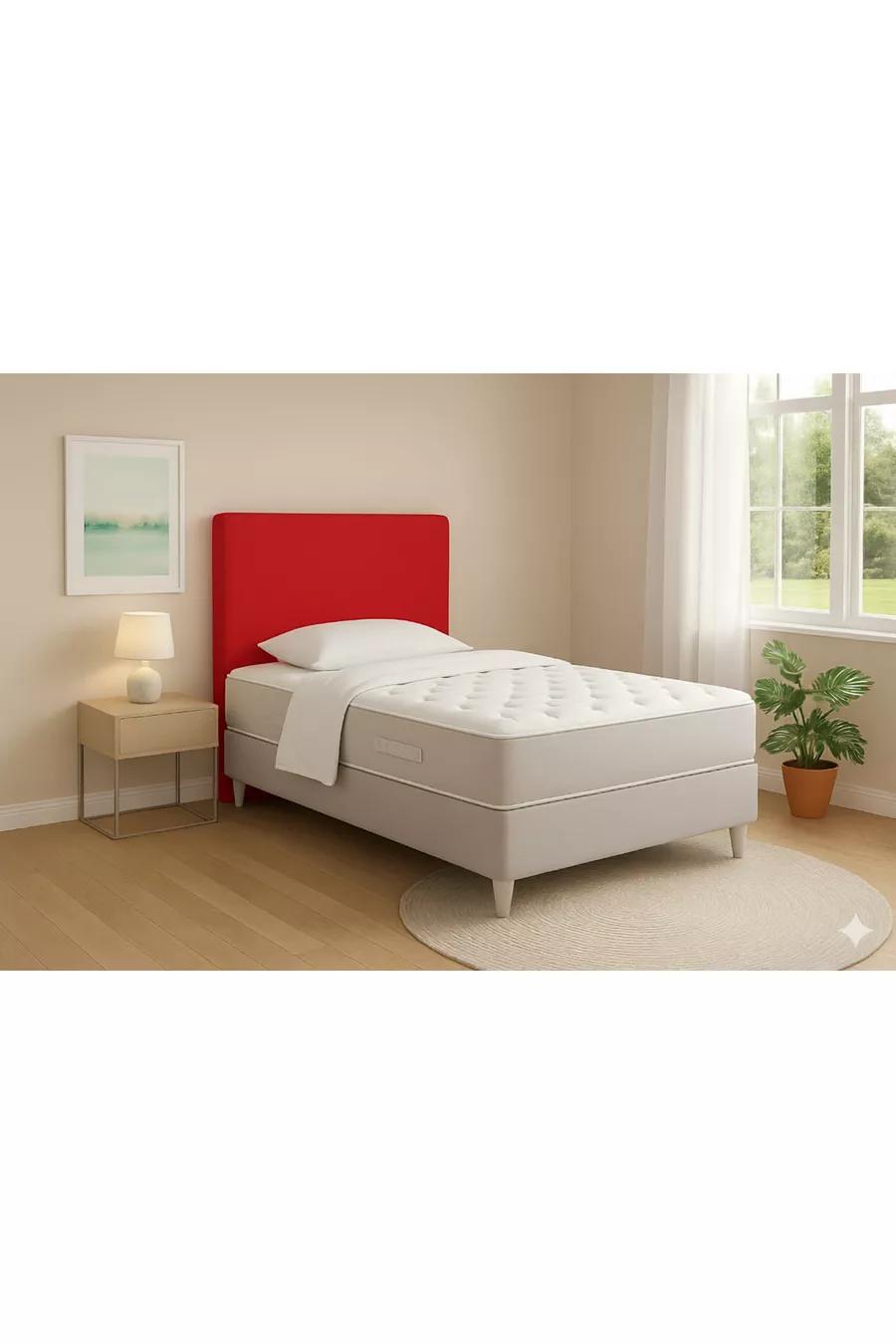 HOUSSE DE TÊTE DE LIT ROUGE EN TISSU EXTENSIBLE