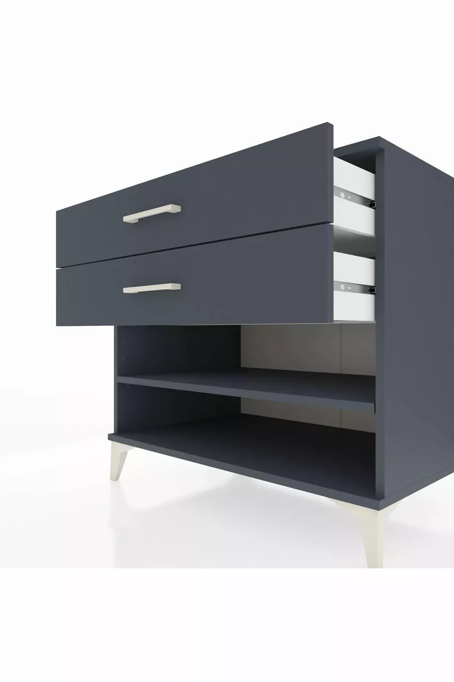 Commode Kronos à une étagère et deux tiroirs Anthracite-Anthracite