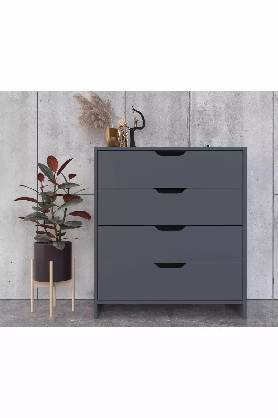 Commode Efes à 4 tiroirs Anthracite