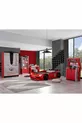 Chambre d'enfant - Lit sur roulettes Vento - Armoire 3 portes Sport, Bureau, Commode, Bibliothèque - Rouge