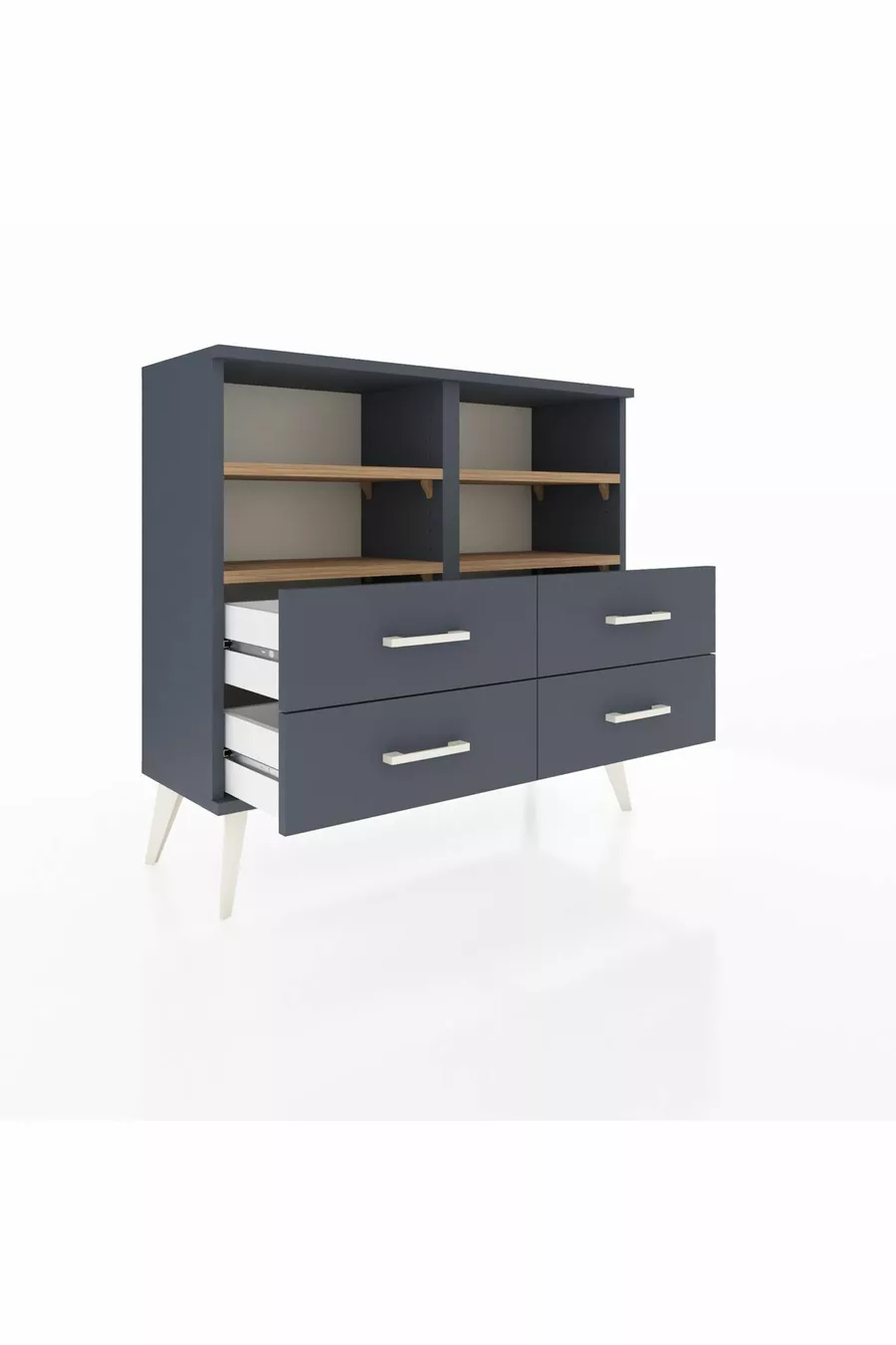 Arges Dresser 4 Shelves 4 Drawers Anthracite-Pine/Anthracite