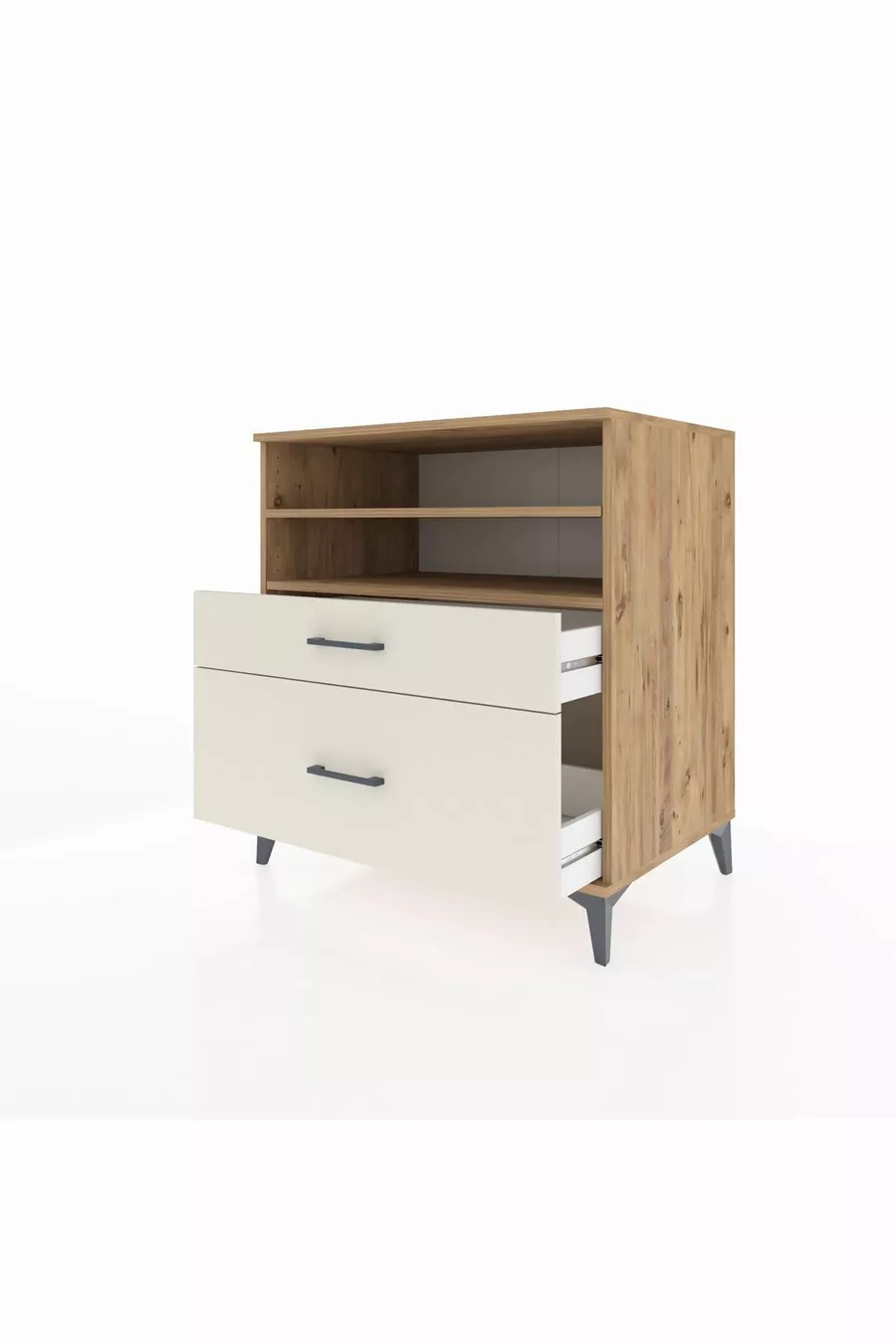 Kronos Dresser with 2 Shelves and 2 Drawers Pine-Truffle