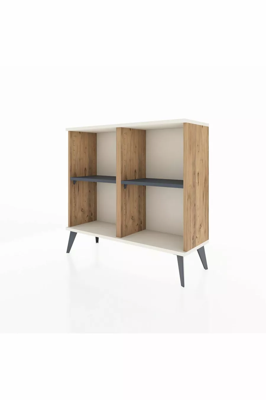 Commode Arges à 2 étagères Pin-Silex/Anthracite