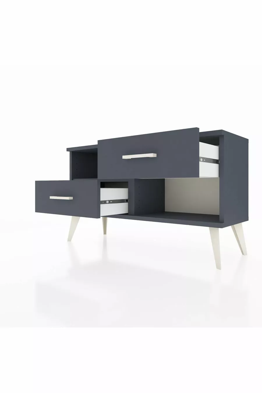 Commode Arges à une étagère et 2 tiroirs Anthracite-Anthracite