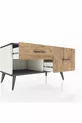 Commode Hyperion 2 tiroirs Pierre de lune-Anthracite/Sapin
