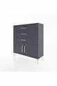 Commode Arges à une étagère, 3 tiroirs et 2 portes, Anthracite-Anthracite