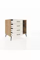 Commode Kronos 2 étagères 4 tiroirs Pin-Anthracite / Pierre de Lune