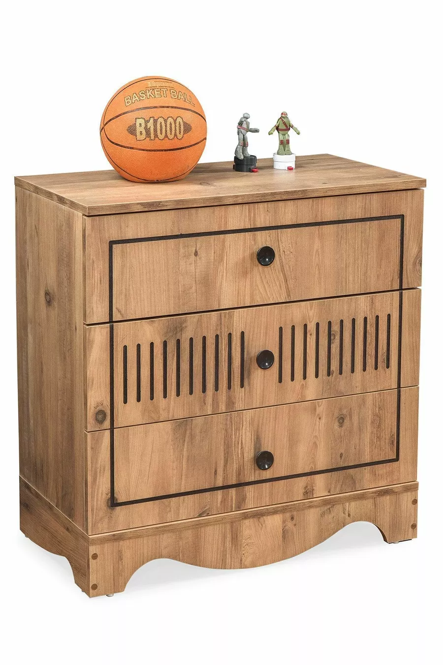 Chambre d'adolescent Papatya - Armoire 3 portes, Lit coffre, Commode - 