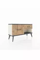 Commode Arges 2 tiroirs Pierre d'Agate-Anthracite/Pin
