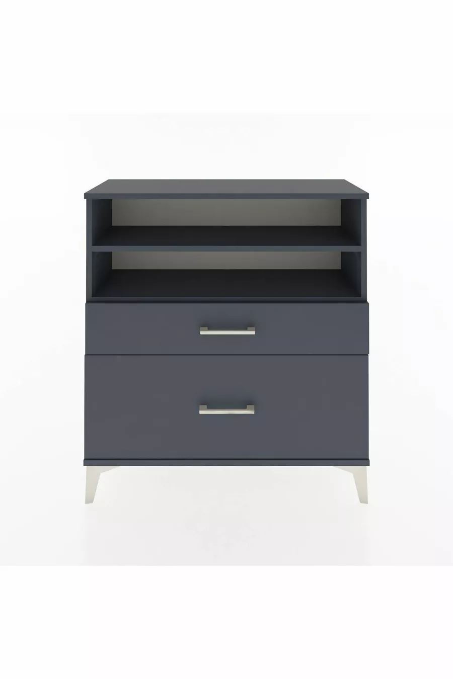 Commode Arges 2 étagères 2 tiroirs Anthracite-Anthracite