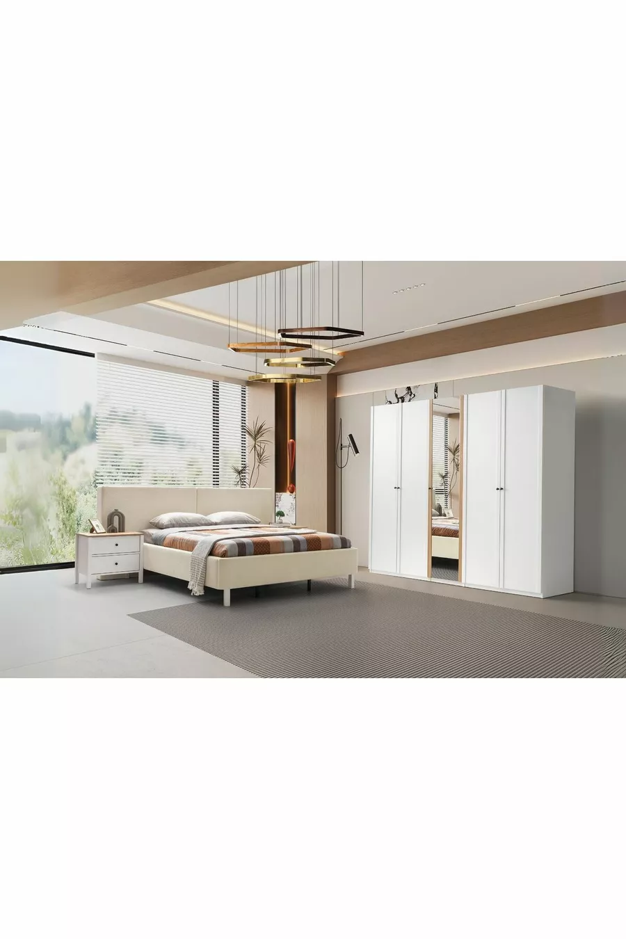 Ensemble de chambre à coucher Mony White 5 portes