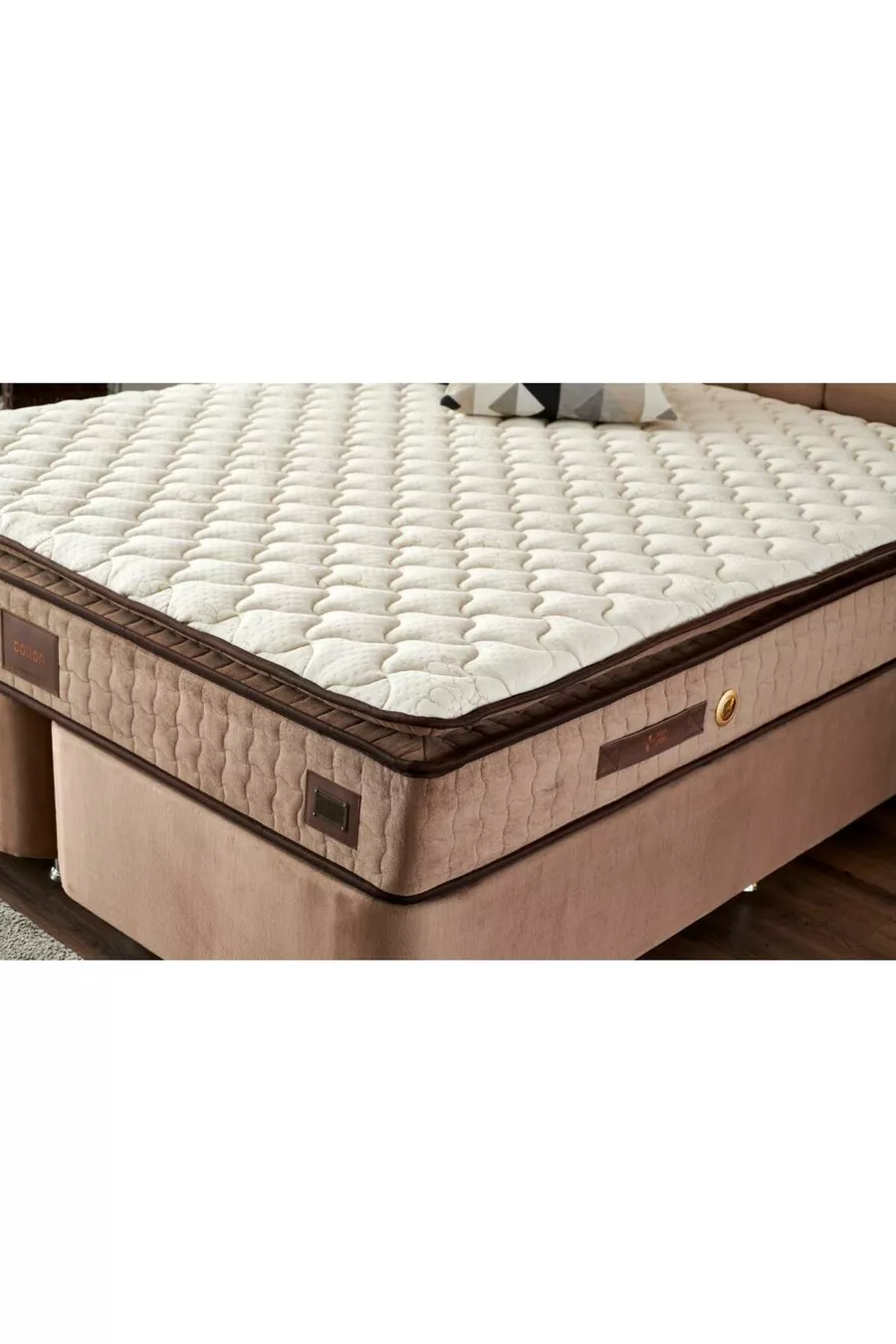 W. Cotton Cm Double Bed Mattress Base Headboard Set - Fabric Base, Headboard, and Bed Set