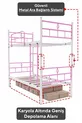 Lit superposé Koza Ranza compatible avec matelas, rose clair, métal détachable