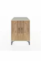 Kronos Table de chevet à une étagère et deux portes, Pierre de lune-Pin
