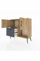 Commode Arges 2 étagères 2 tiroirs 2 portes Pin-Pin/Anthracite