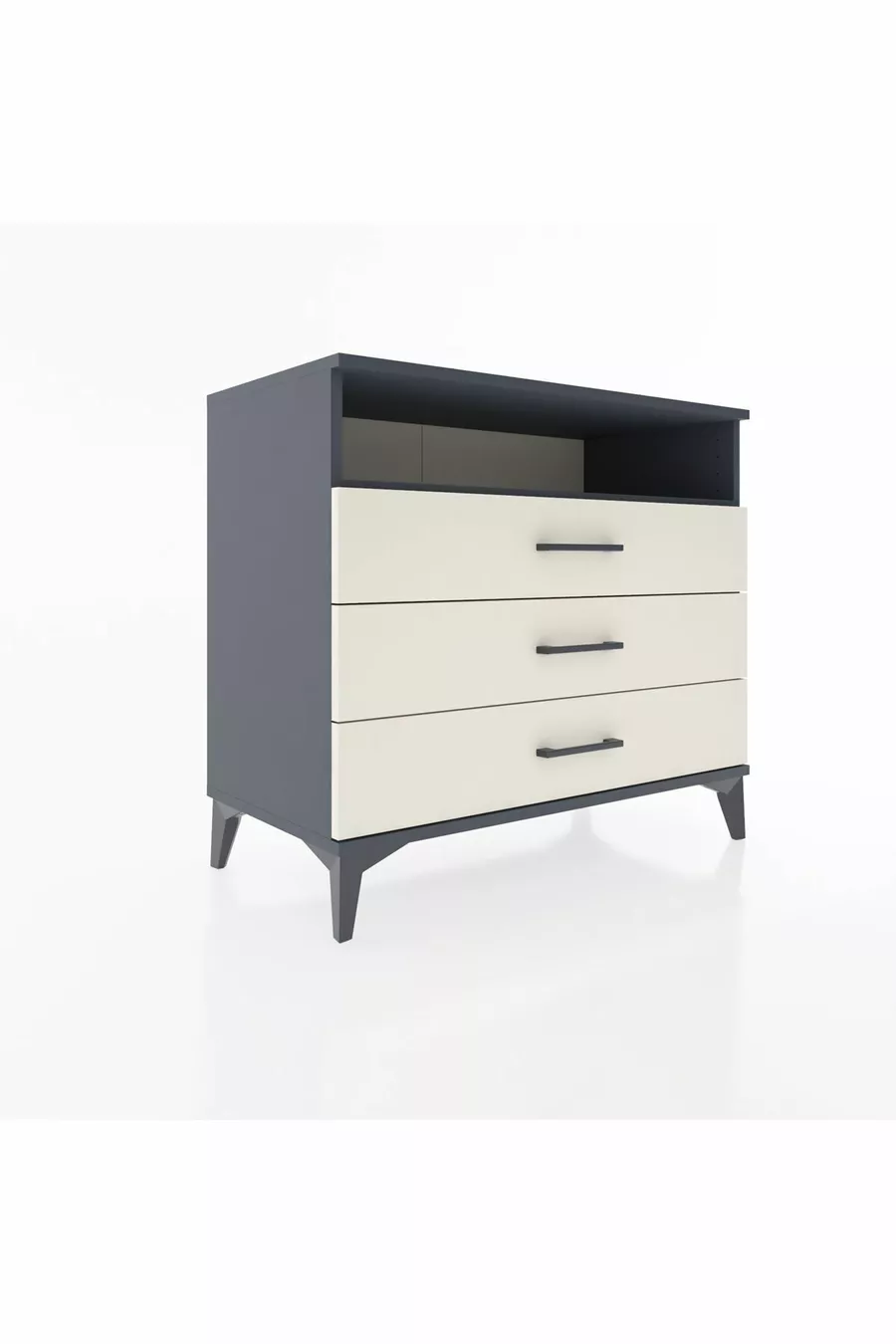 Commode Hyperion à une étagère et trois tiroirs Anthracite-Quartz