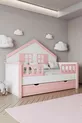 % Materiale MDF Letto Montessori per Bambini con Baldacchino, Rosa