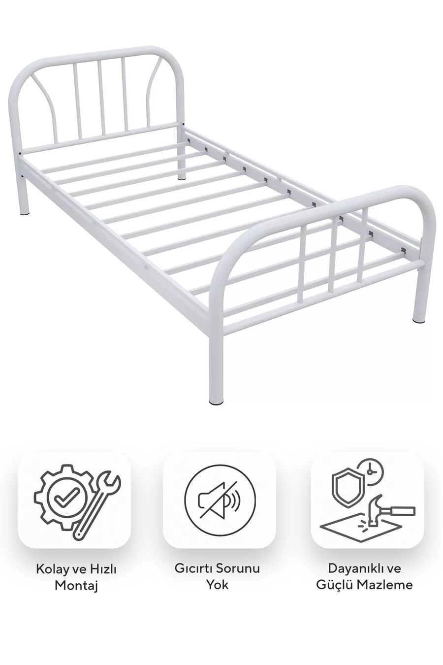 Royal Metal Einzelbett Weiß Schmiedeeisen Bett