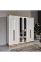 Installation gratuite - Chambre à coucher complète en MDF Flora à 6 portes - Sommier inclus