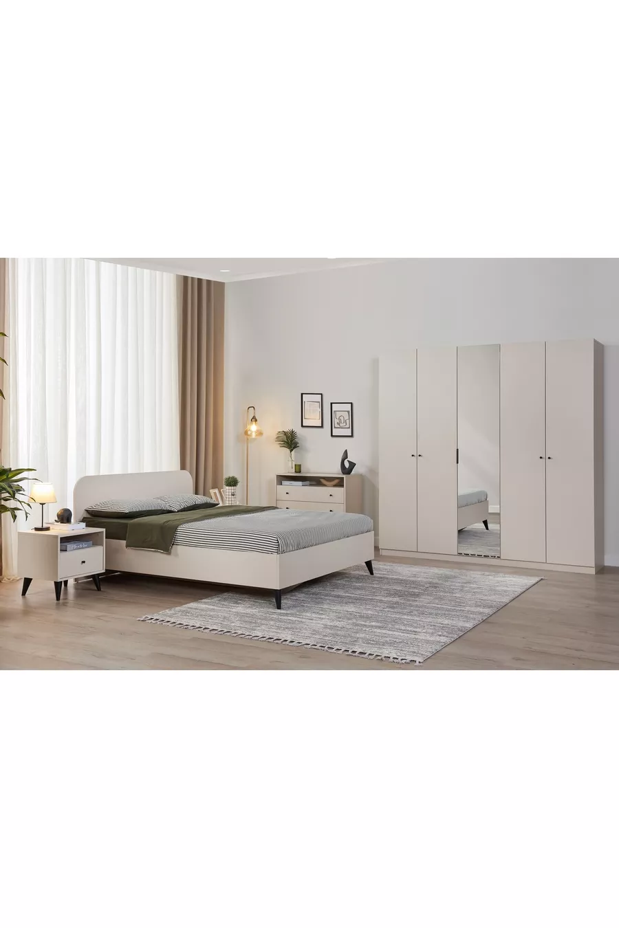 Ensemble de chambre Solina, Beige, 5 portes