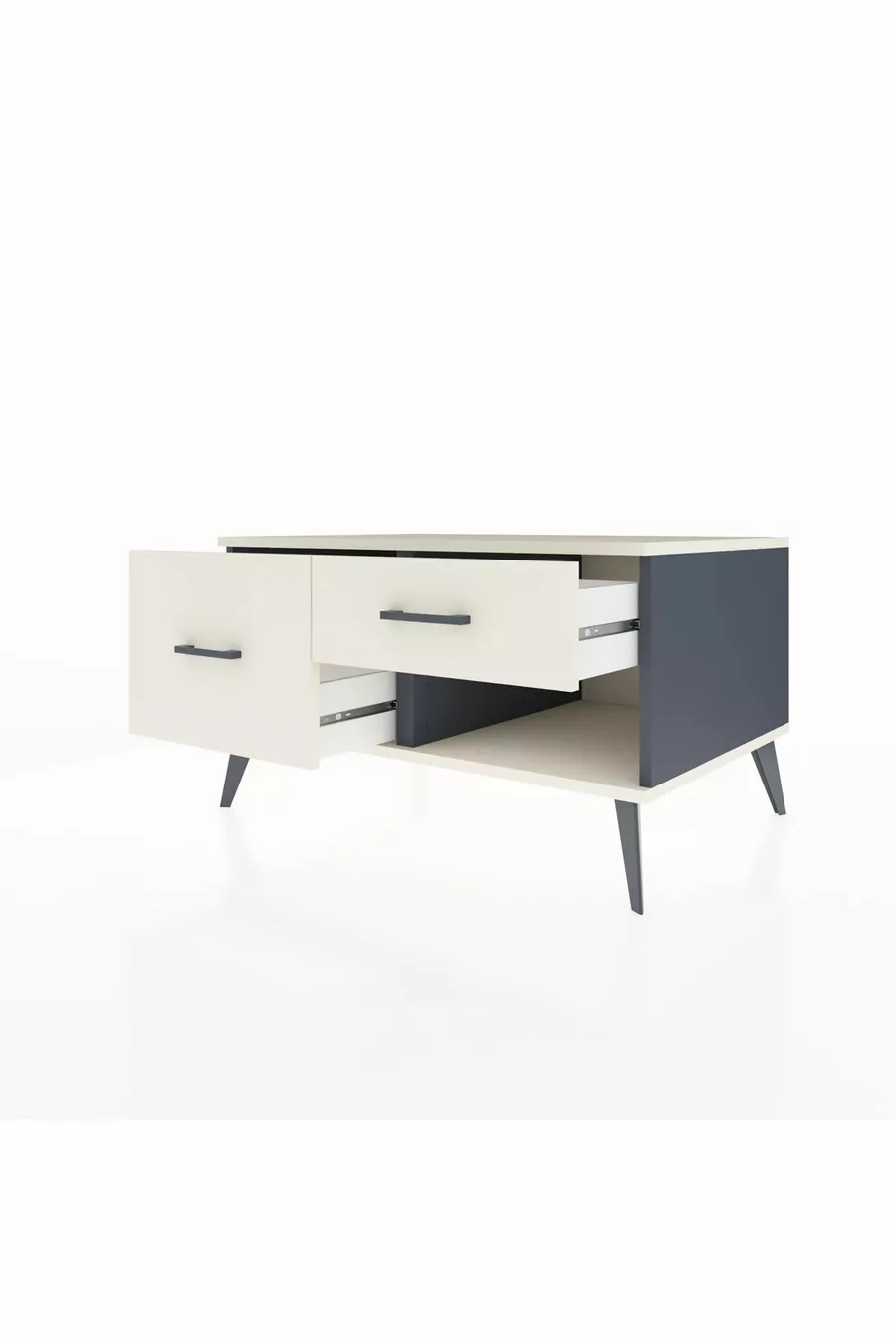 Commode Kronos 2 tiroirs Anthracite-Pierre de lune