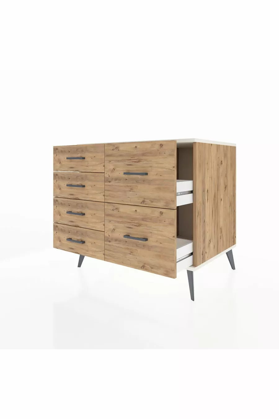 Kronos Kommode mit 6 Schubladen Kiefer-Marmor/Kiefer