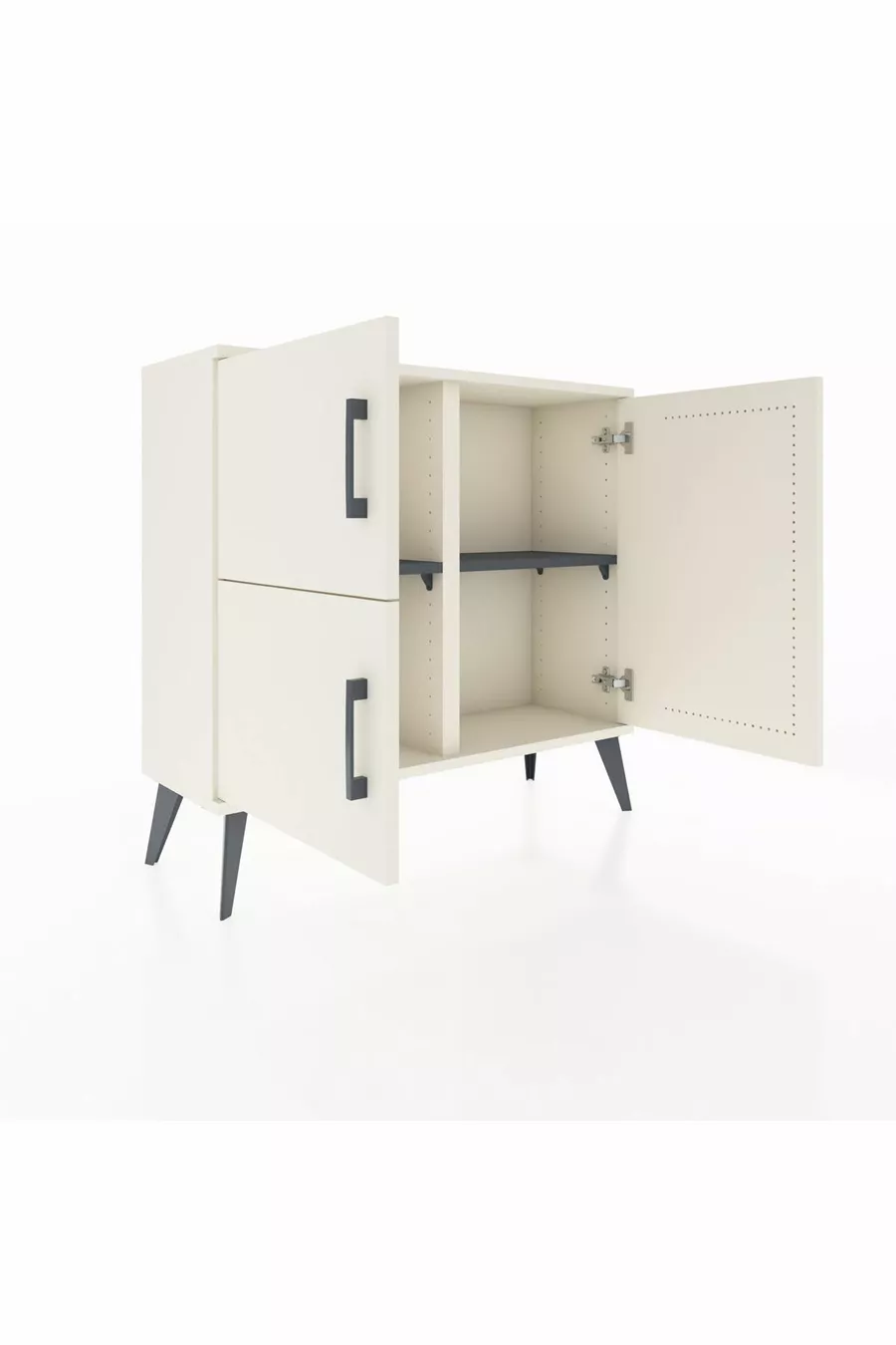 Commode Arges 2 étagères 3 portes Pierre de lune/Pierre de lune/Anthracite