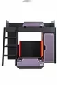 Camera da gioco con letto a castello, letto a castello Gamer con LED, scrivania, armadio e 2 letti comfort