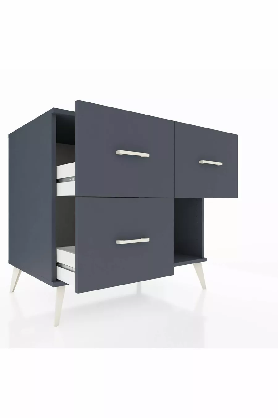 Commode Kronos 3 tiroirs Anthracite-Anthracite