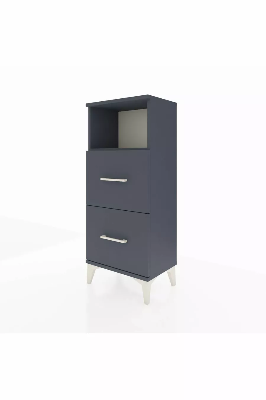 Arges Nightstand Single Shelf 2 Drawers Anthracite-Anthracite