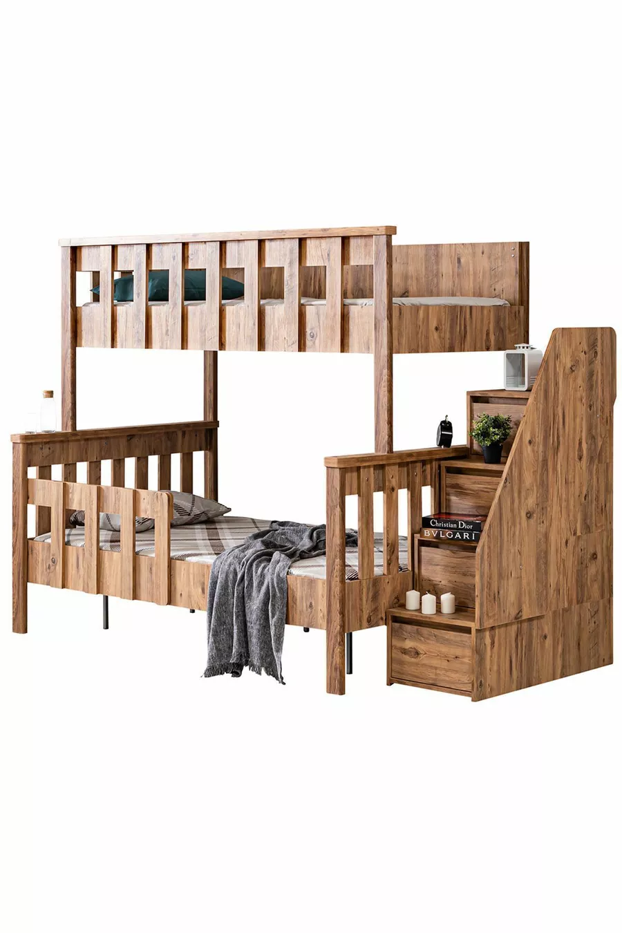 Bunk Bed, Deluxe Detachable Bunk Bed Elite 3-Door Wardrobe