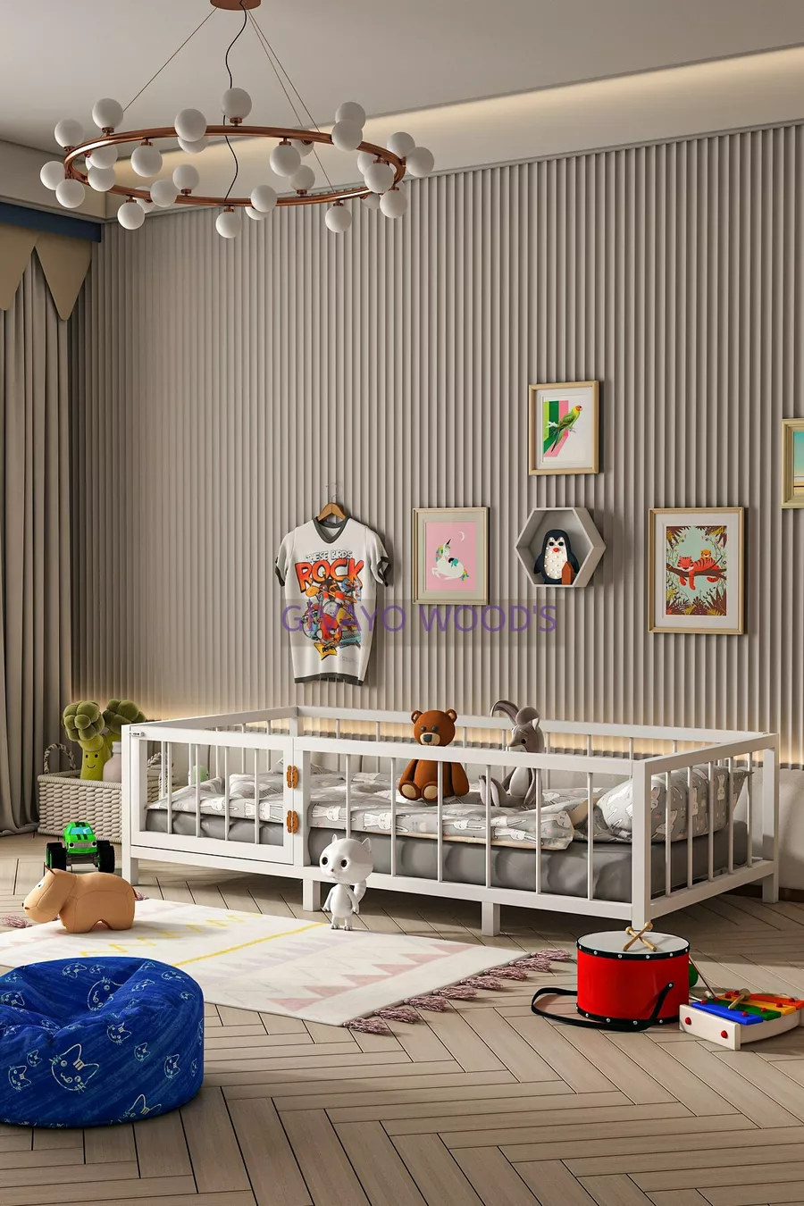 Boby Bébé Enfant Lit Montessori en MDF avec Porte