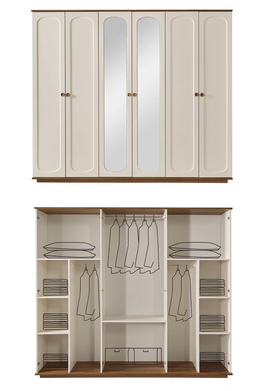 Ensemble de chambre à coucher moderne Sude Bohem Benchli avec 6 portes