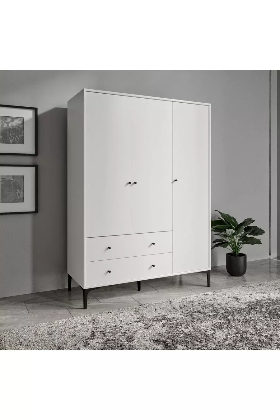 Focus 3 Kapılı Dolap/gardırop Beyaz (%MDF)