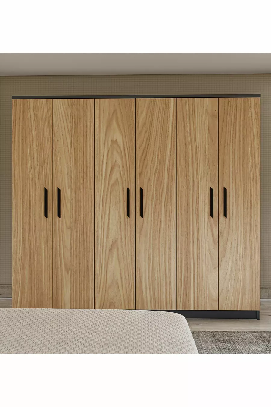 Gm  Armoire préférée 6 portes sans miroir Sonomo - Poignées noir gris anthracite