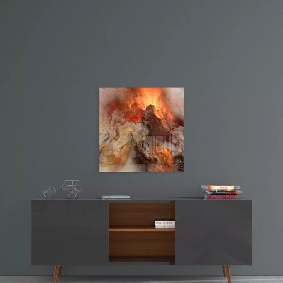 Peinture en Verre Abstraite Chaos Doré