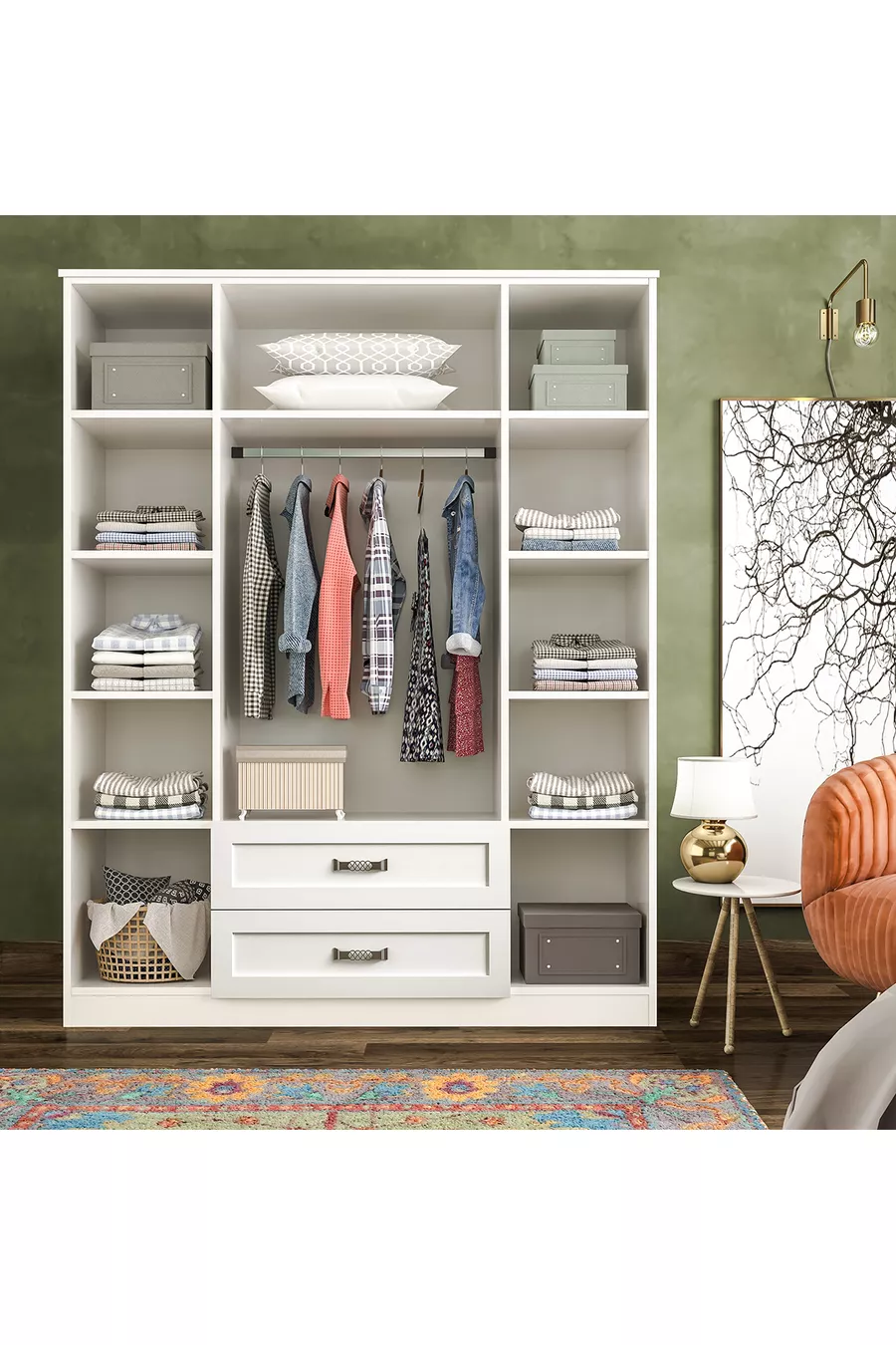Armoire Cemre Country avec 4 portes vitrées et 2 portes