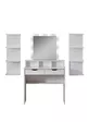 Coiffeuse Diva Hollywood avec miroir éclairé à LED, tiroir, table de maquillage de coulisse et étagère murale, blanche