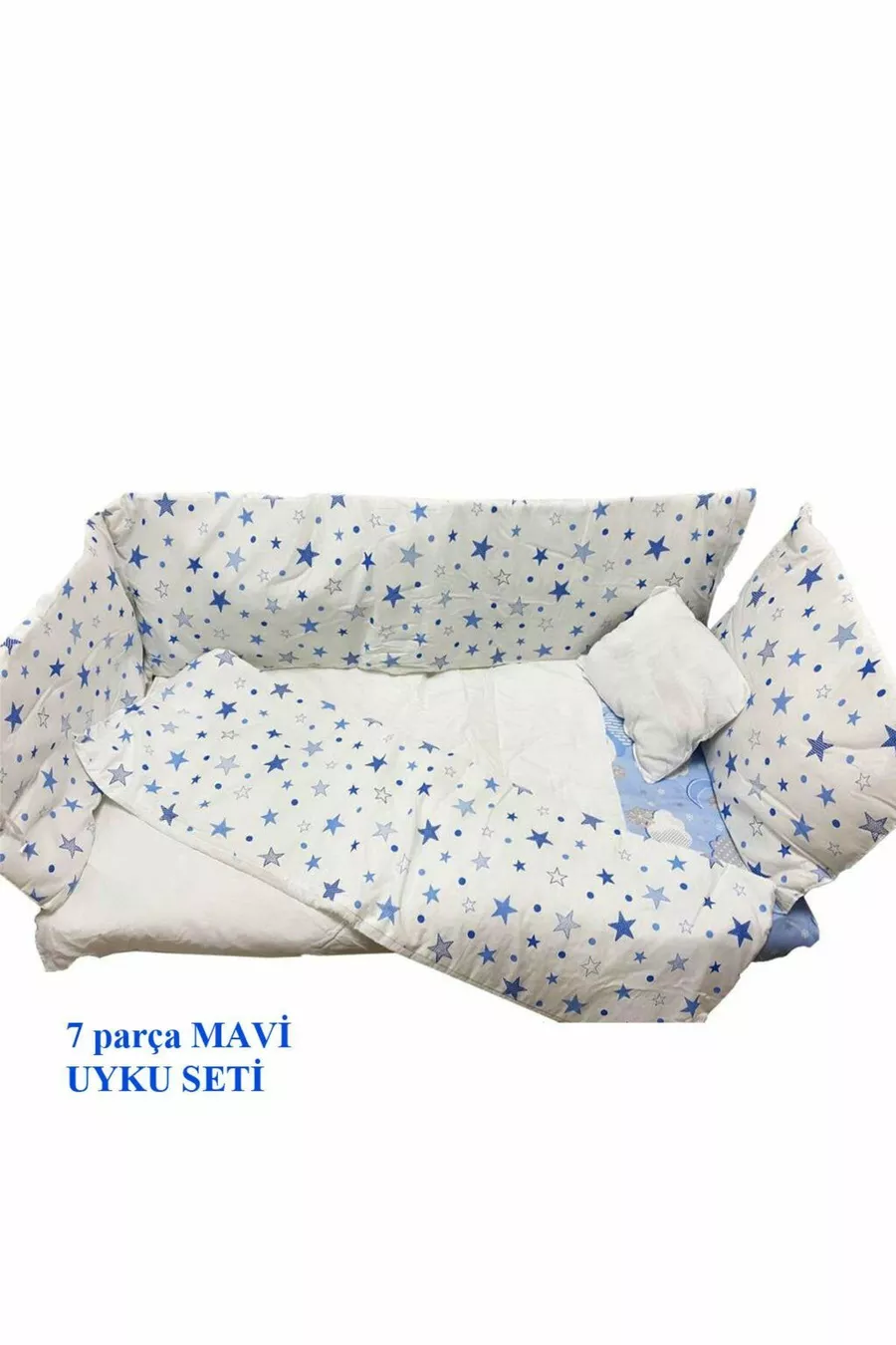 Wsmall Rocking Baby Cradle Bed with Blue Bedding Set Gift