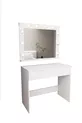 B LED Işıklı Aynalı Holywood Makyaj Masası, Bölmeli Çekmeceli Organizer Kozmetik Masası