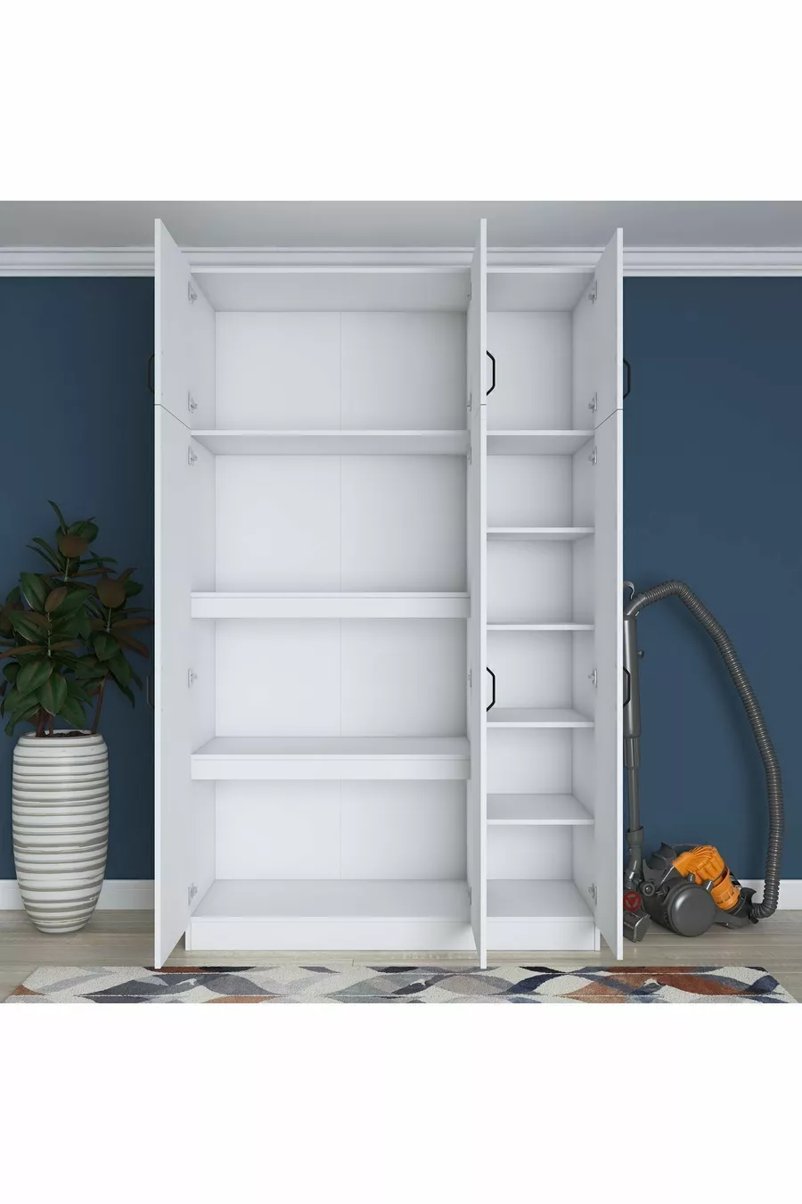Armoire de rangement pour lit Rani , 6 portes, pour couette et oreillers,  cm