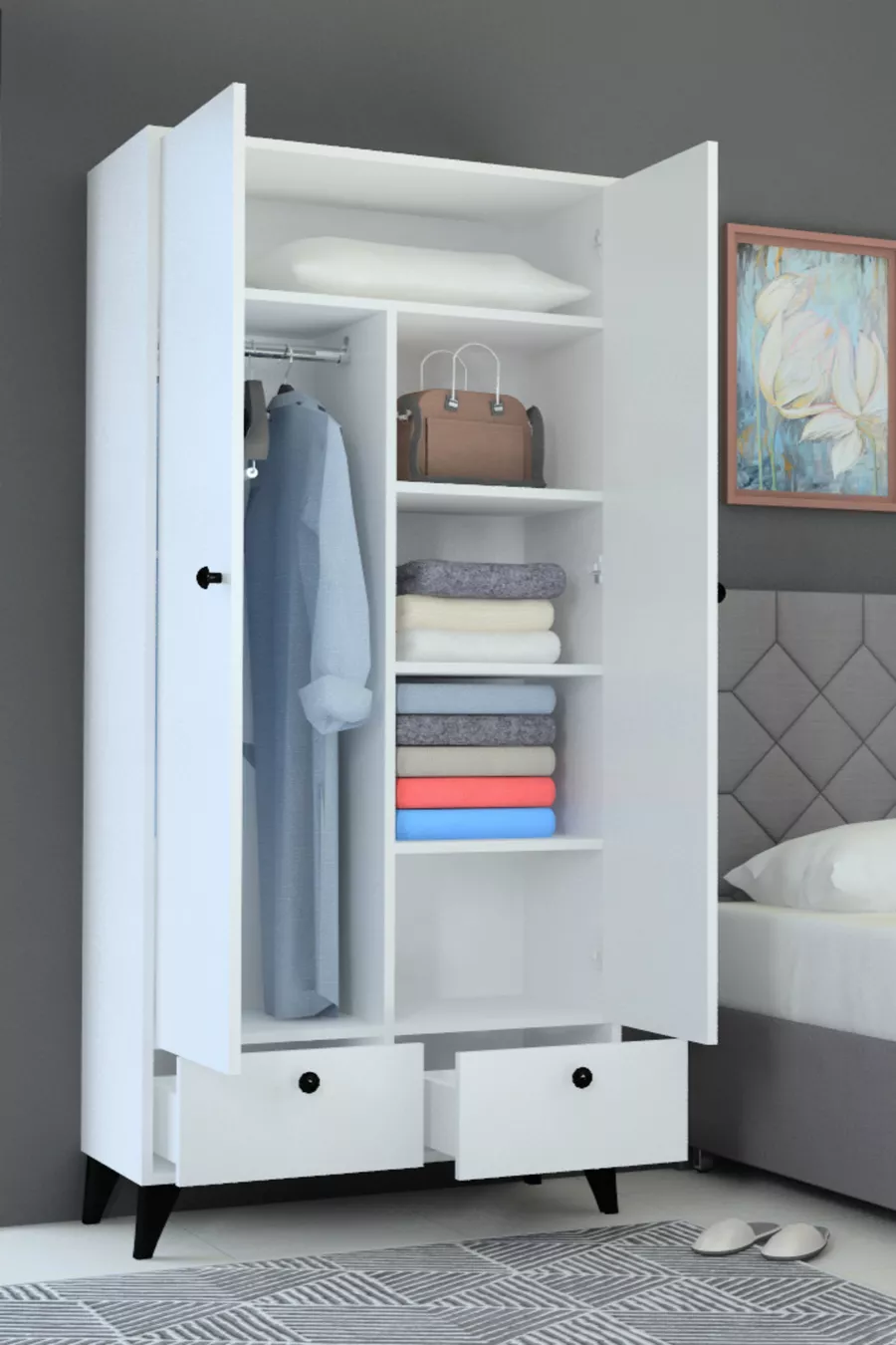 3Atlanta 2-Drawer 2-Door Wardrobe