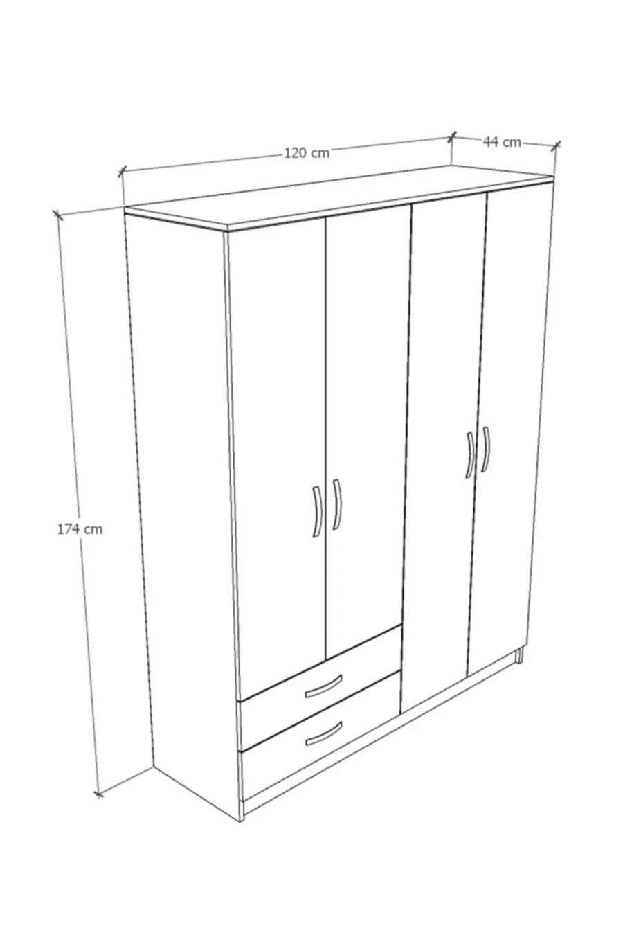 Armoire Novado à 4 portes et 2 tiroirs