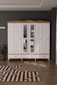 Armoire Luna 6 avec miroir, 3 tiroirs, couverture à 6 portes, en pin Atlantique