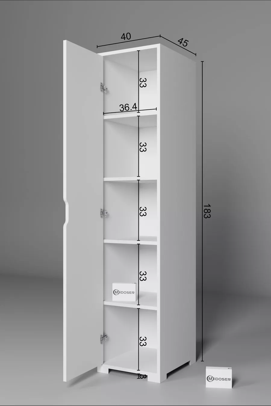 Duru Armoire simple porte pour salle de bain et vêtements, blanc mat,  cm, 5 étagères - Garde-robe