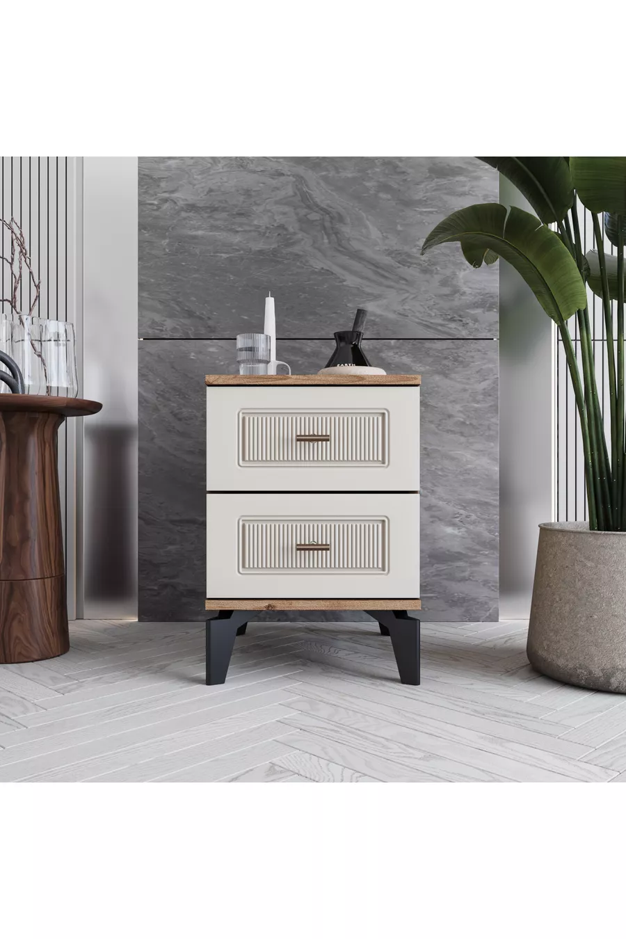 Libra 2 Schubladen Nachttisch % MDF