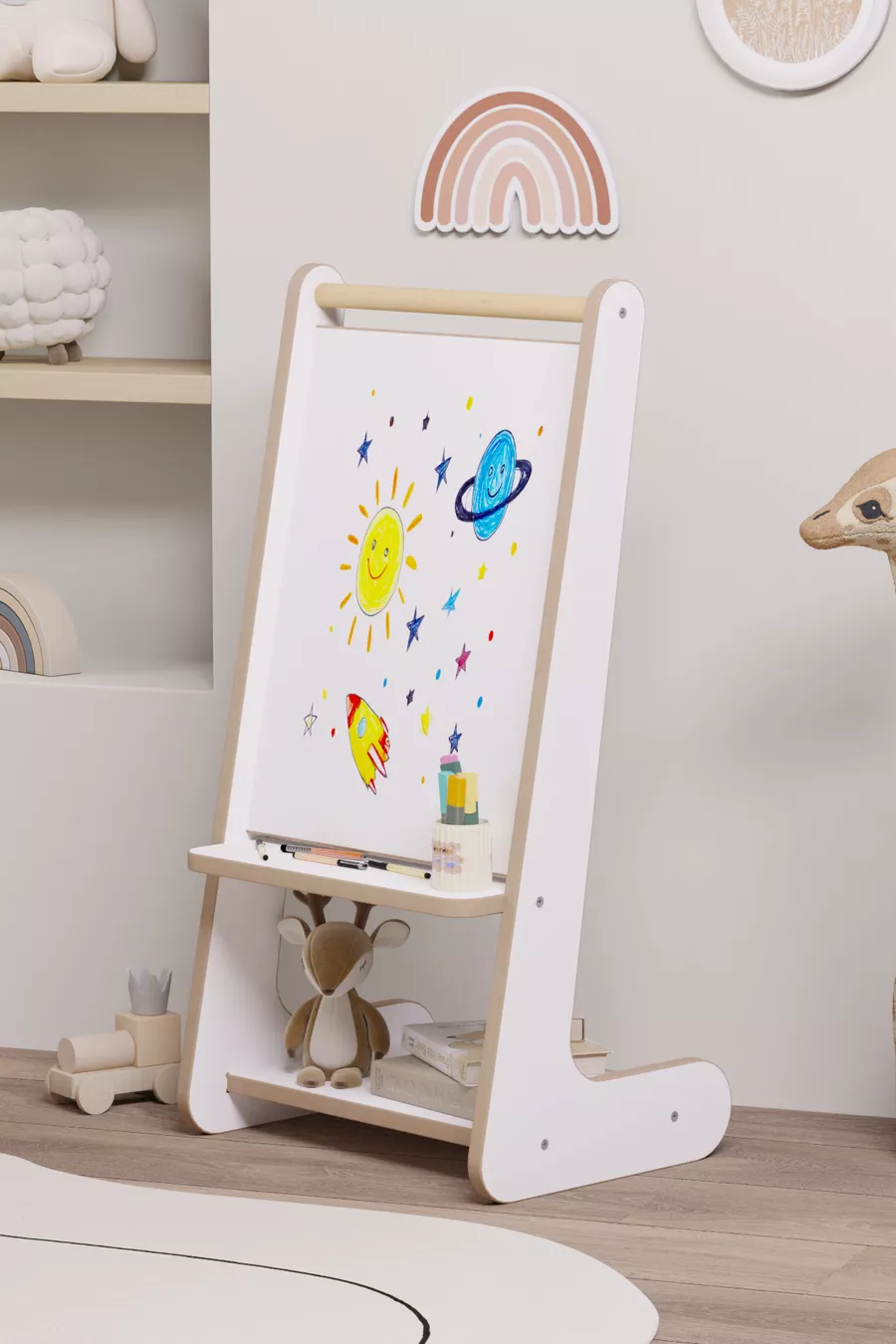 Tableau d'écriture avec bibliothèque Montessori