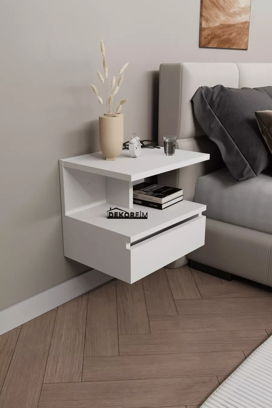 B Wall-Mounted Nightstand