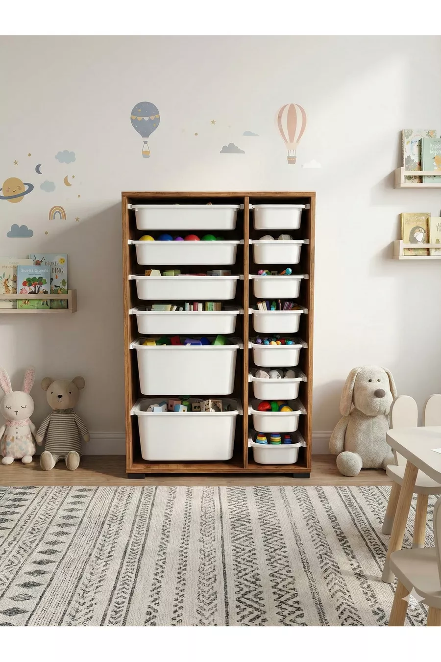 Multi-Purpose Toy Cabinet with Drawers and Storage Unit – Kids' Room Organizer with Gift Tag