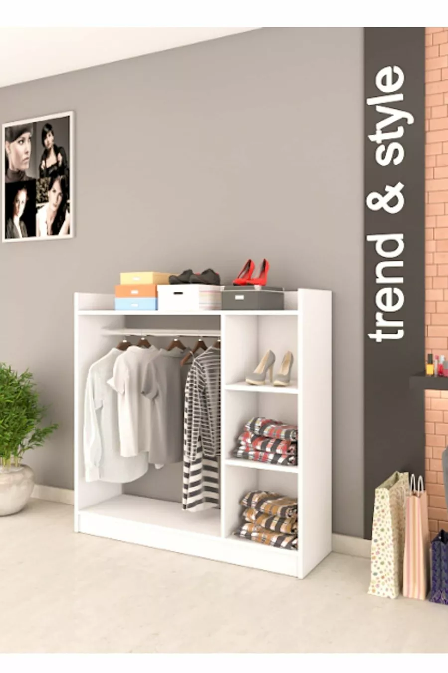 Armoire à vêtements pratique à 3 étagères - Blanche